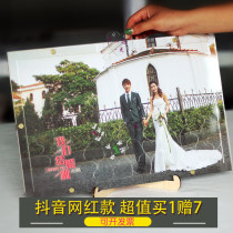 Shake sound with the same transparent photo check-in box book Fingerprint tree Wedding gift arrangement Check-in table signature book wood chip customization