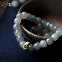 Xin Zhaitang (collection of smoke purple and Tian jade) natural Hetian Jade Buddha beads handstring male jewelry Buddha bracelet female