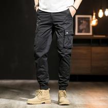 Boomers Clothing Pants Men Straight Drum Loose Bunches Multi-Pocket Pants Pure Color Autumn Casual Bungles Wear sports pants