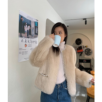 MSBEAST handmade custom pearl trim imported Tuscan fur one jacket women Short profile