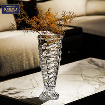 Czech BOHEMIA IMPORTED CRYSTAL GLASS HIGH FOOT VASES FASHION LIGHT LAVISH LIVING ROOM WITH LARGE NUMBER MINIMALIST MODERN