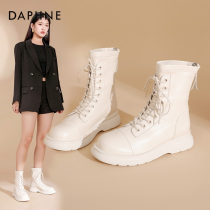 Daphne Martin Boots Girls' New Women's Boots in 2022 Full Bottom British Breeze White Short Boots Women Autumn Winter