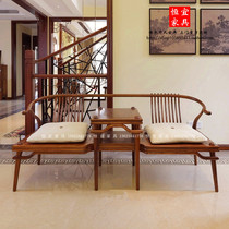 Hedgehoppy sandalxi with leisure chair solid wood furniture Beijing ceramic red wood new Chinese sofa chair Flower wood double chair