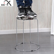 Steel Bar Plastic Stool Small Iron Stool Home Restaurant Hotel Cafeteria Stackable Round Stool Small Bench E
