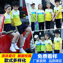 School uniforms Primary school sportswear suits summer kindergarten uniforms T-shirts childrens class uniforms school pants for men and women school pants yellow green