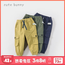  cutebunny baby autumn small boy casual pants Western style baby cotton trousers can open the file overalls