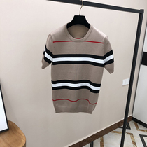 Knitwear short-sleeved sweater mens Korean version of the trend personality Autumn 2019 new mens round neck line shirt bottoming shirt