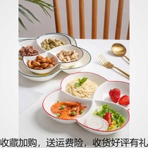 One food cutlery Sub-group Dinner Plate Children Four Grisers Creative Home Ceramic Dish Tray Separating Plates