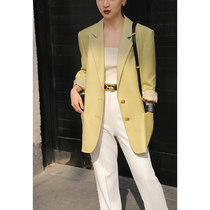 Mogas 丨 ins blogger micro-wide shoulder JI simple profile thin high-end fashionable blazer female spring and autumn