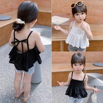 Girls baby sling coat vest 2021 new summer baby childrens clothing Korean version of sling base shirt 1-3 years old 4