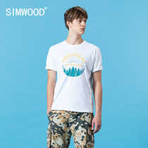 Simwood Jianmu mens summer new round neck art digital printing mens casual short-sleeved t-shirt mens trend
