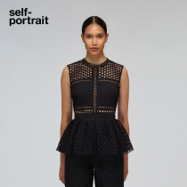 self-portrait 2022 spring and summer classic black hollow design all-match commuter sleeveless top