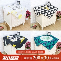 Nordic cotton and linen bedside table cover cloth waterproof drum washing machine cover towel coffee table tablecloth microwave refrigerator cover custom