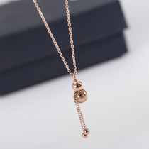 Japan and South Korea Fulu double full gourd money bag choker necklace female titanium steel plated 18K rose gold does not fade tide accessories