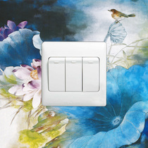 7 Chinese Lotus socket switch glass wall sticker switch socket protection wall home decoration accessories