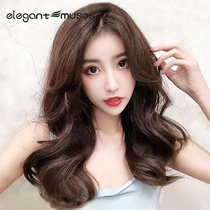 Wig female long-haired grid red divided full-headed set with long hair natural fluffy long curly hair in long hair