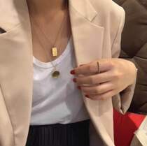 Han Gen 925 silver comeback ancient ins design square 100 hitch portrait lock bone neck chain new personality sweet and beautiful necklace