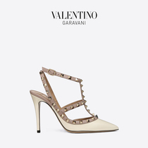 VALENTINO VALENTINO GARAVANI ROCKSTUD patent leather lace-up stud heels sandals
