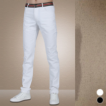 New pants mens white casual pants Korean slim-fit pants mens pants pure cotton mens pants red tide