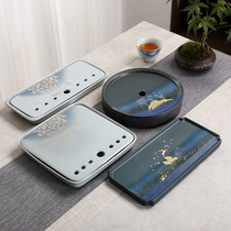 Retro ceramic tea tray household small tea tray office simple water storage dry bubble plate kung fu tea set Tea Sea