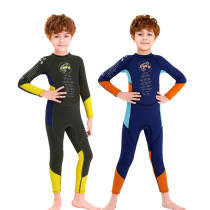 Childrens autumn and winter new swimsuit thickened cold and warm one-piece sunscreen long sleeve boy diving training suit surf suit