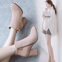 34-43 Autumn Short Boots Woman Zipper Big Code Womens Shoes 100 Hitch 41 Frosted Boots Coarse Heel Temperament 42 Boots