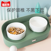 Elevated cat bowl double bowl high foot dog bowl food bowl anti-overturning cat rice bowl cat food bowl drinking water bowl pet supplies