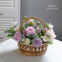 Simulation Floral Suit Fields Garden Wood Art Grass Weaving Willow Flower Chic Flowers Basket Swing Pieces Living-room Decoration Furnishing home