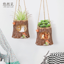 Succulent plant basin creative personality micro landscape green plant flower pot resin hanging pot