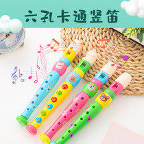 Cartoon Six Holes Vertical Flute Children Short Flute Instruments Beginology Girls Nursery School Blown Music Early Toys Toys Gifts