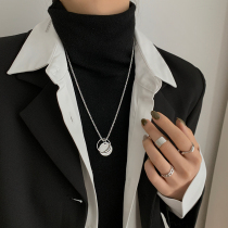 Cassia ring necklace female summer ins Wind hip hop light luxury sweater sweater chain round brand pendant long Joker tide