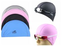 Adult hot spring Pu coated swimming hat solid color cloth hat male Lady long hair waterproof non-stop swimming cap