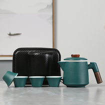 Portable travel fast guest cup tea set Small set ceramic tea water separation Cup office tea cup one pot four Cups