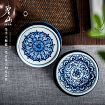 Holy Mountain Festival blue hand-painted blue and white cover set purple sand ceramic pot cover shelving tea ceremony accessories kung fu tea set zero match