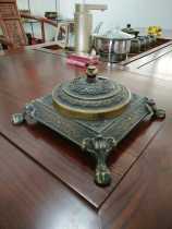 Furniture office tea table tall antique Chinese pure copper ashtray ornaments Business simple purple copper Lai