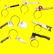 Halloween headdress horror spoof props tricky funny simulation piercing knife kitchen knife sharp knife axe syringe head hoop
