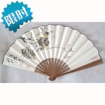 Virtuoso pure hand painted in the early years The famous artist flowers and birds into fan manuscripts Flowers Birds Painting Living-room Character Painting D246