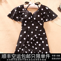 Large yard swimsuit female fat mm sexy thin spring tumble skirt gathering horned pants with steel button swimsuit