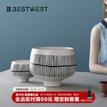 BEST WEST New Chinese ceramic flower pot ornaments creative model room living room vase soft decoration light luxury