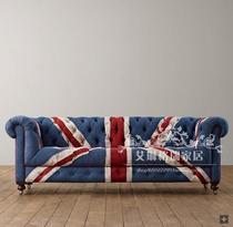 American Countryside Cloth Art Pull Button Rice Trio Sofa Single Double Trio Inlen Style Mediterranean Sofa