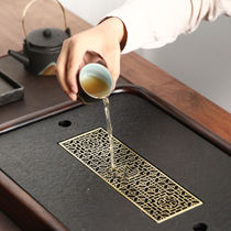 Simple household ebony wood natural black stone kung fu tea tray large water storage type drainage dual-purpose small tea table