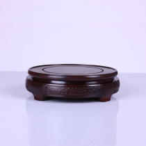 Base black Catalpa carving purple sand pot strange stone flowerpot vase crafts round red solid wood carving Buddha statue base