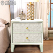 Light luxury shell bedside table Simple solid wood locker Neoclassical American bedroom light cabinet corner cabinet Nordic style