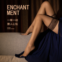 Lace stockings stockings womens thin non-slip silicone knee thigh root transparent silk