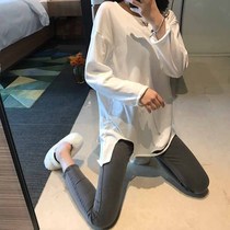 LGGSTYLE chic wind versatile long-sleeved T-shirt hole in the long section of the base shirt loose top womens 2020 autumn