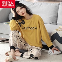 South Pole Pyjamas Woman Spring Autumn Style Pure Cotton Long Sleeve Long Pants Home Dress Lady Summer All-cotton Big Code Two Suits