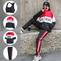 Large size sports suit female 200kg loose fat MM spring and autumn gym running yoga clothes casual display