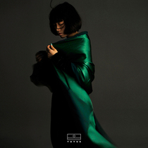 Moon design silk satin long green mulberry silk dress big shawl dual use cheongsam scarf female spring and autumn