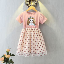 Childrens one-piece dress Summer 2022 new Korean version Tennis red child dress pure cotton girl Princess skirt Skirt Ocean Skirt Girl