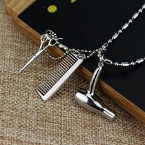 European and American hairdresser popular scissor hair necklace hairdryer scissor comb pendant